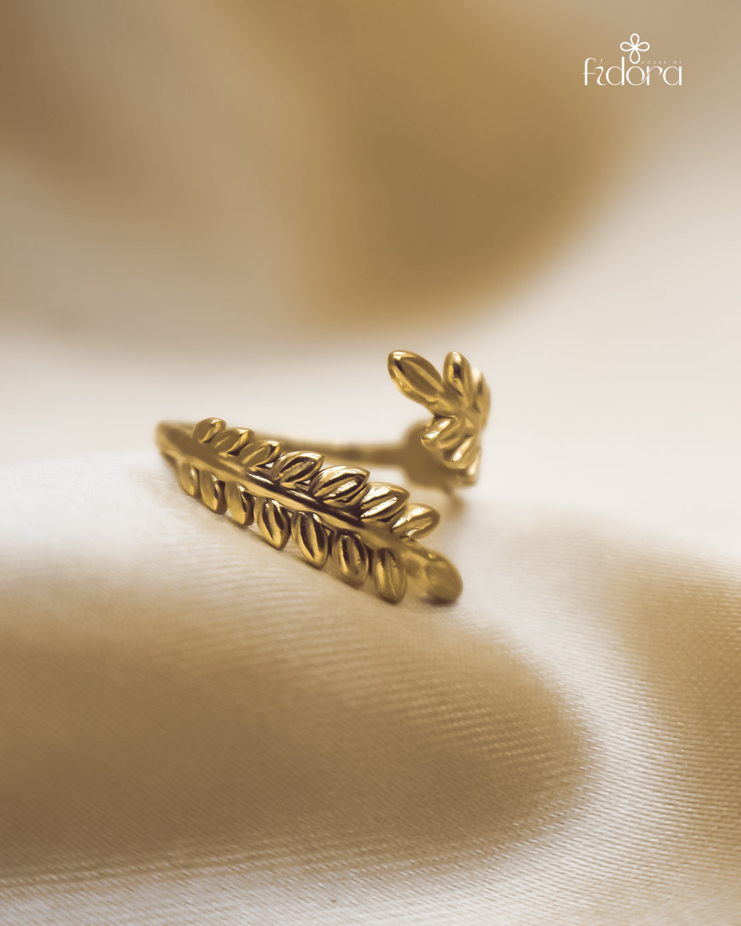 Anti tarnish leaf ring collection for daily wear- Purchase now online from House of Fidora.