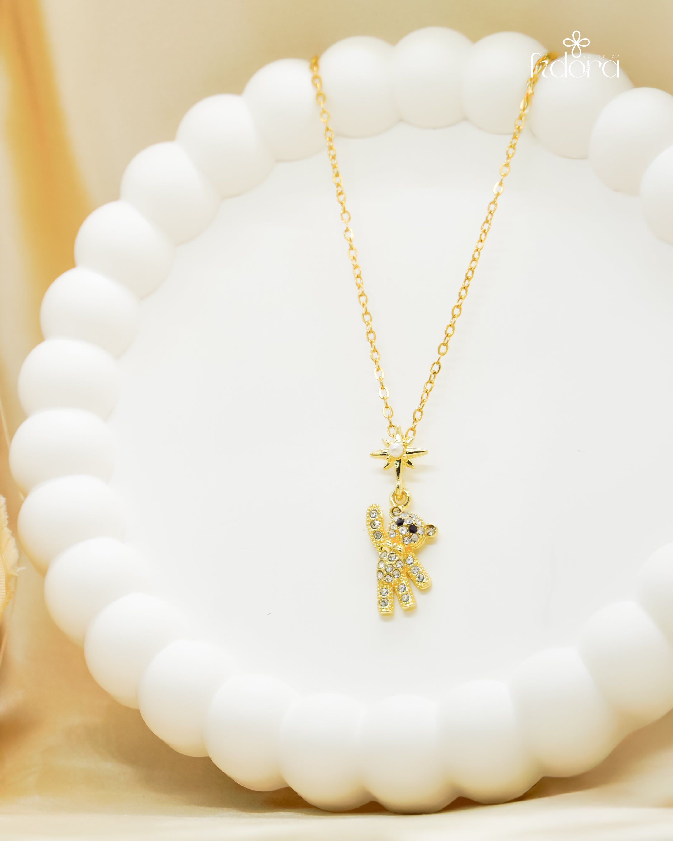 Anti tarnish gold plated cute bear pendant