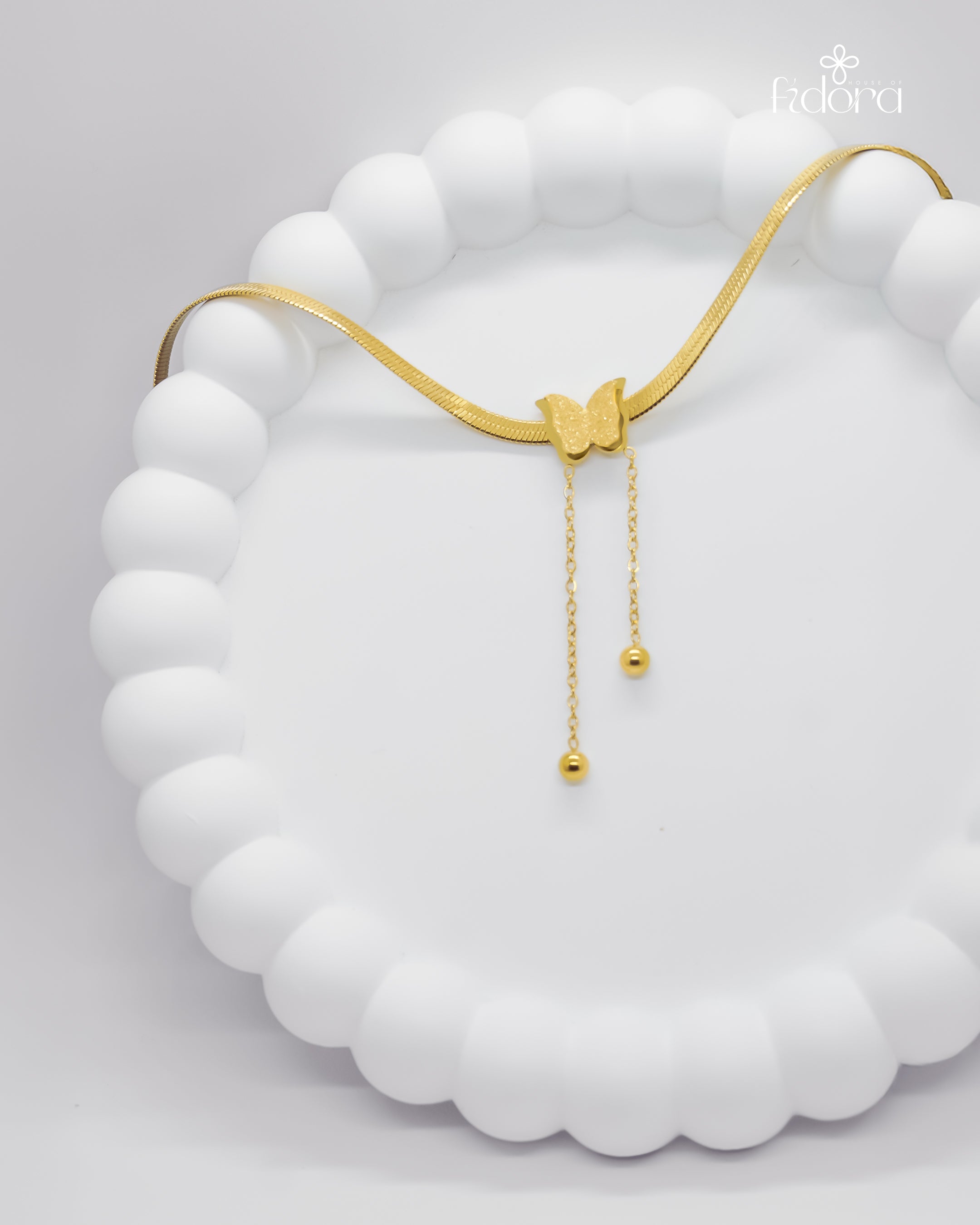 Anti tarnish Snake Chain with butterfly pendant