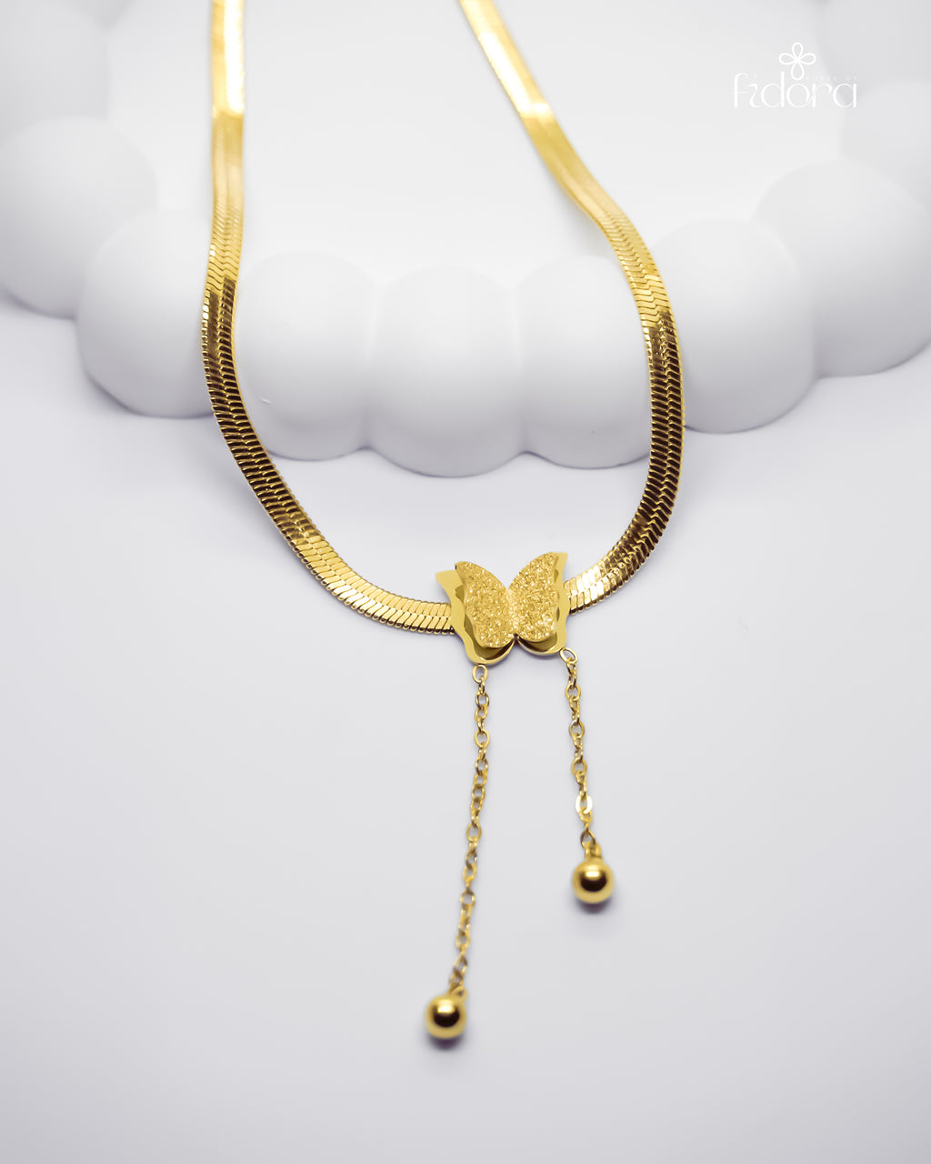 Anti tarnish Snake Chain with butterfly pendant