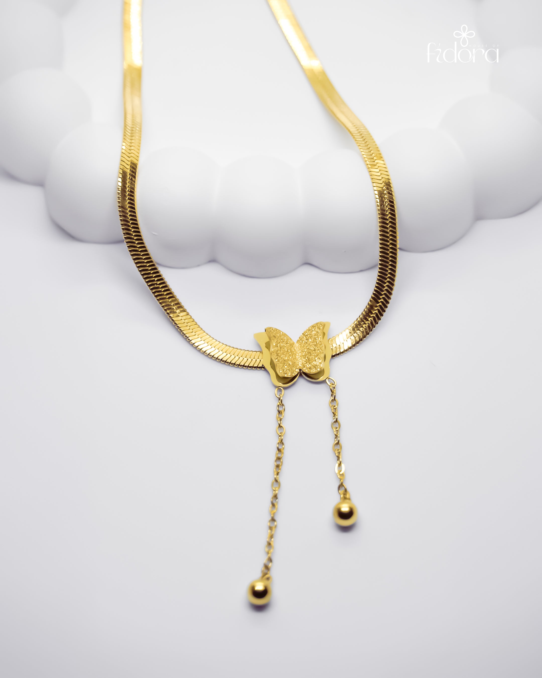 Anti tarnish Snake Chain with butterfly pendant