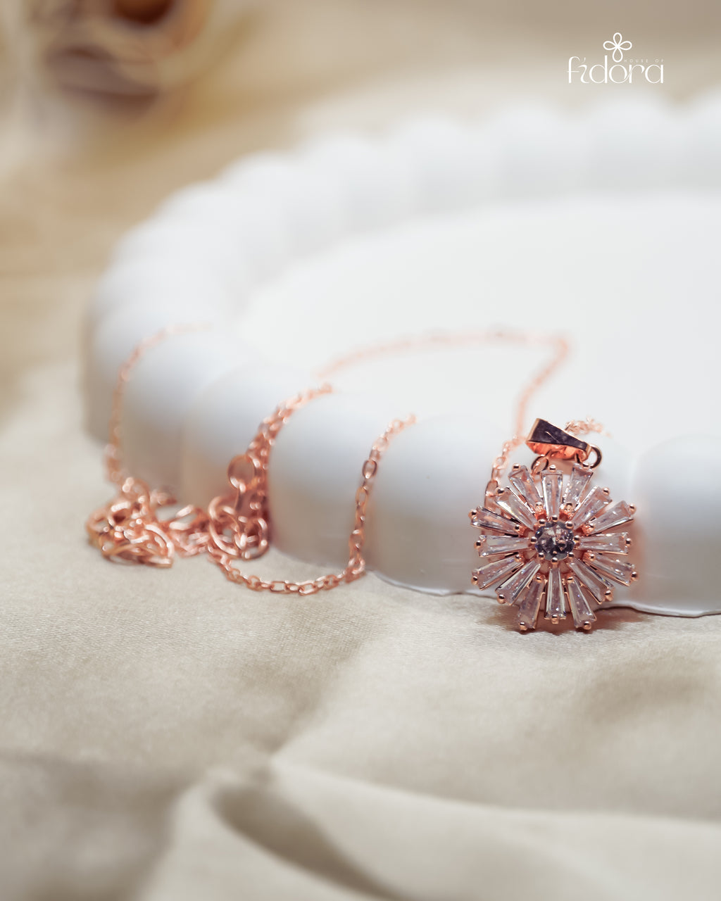 Rose Gold flower pendant