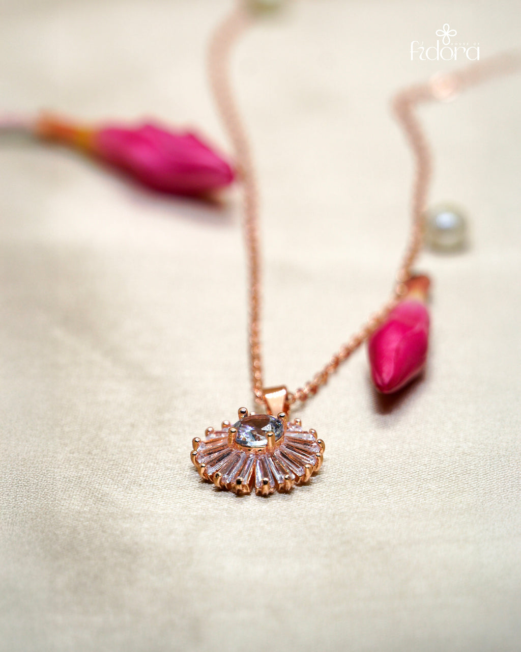 Daily wear rose gold fashion pendant chain online- House of fidora