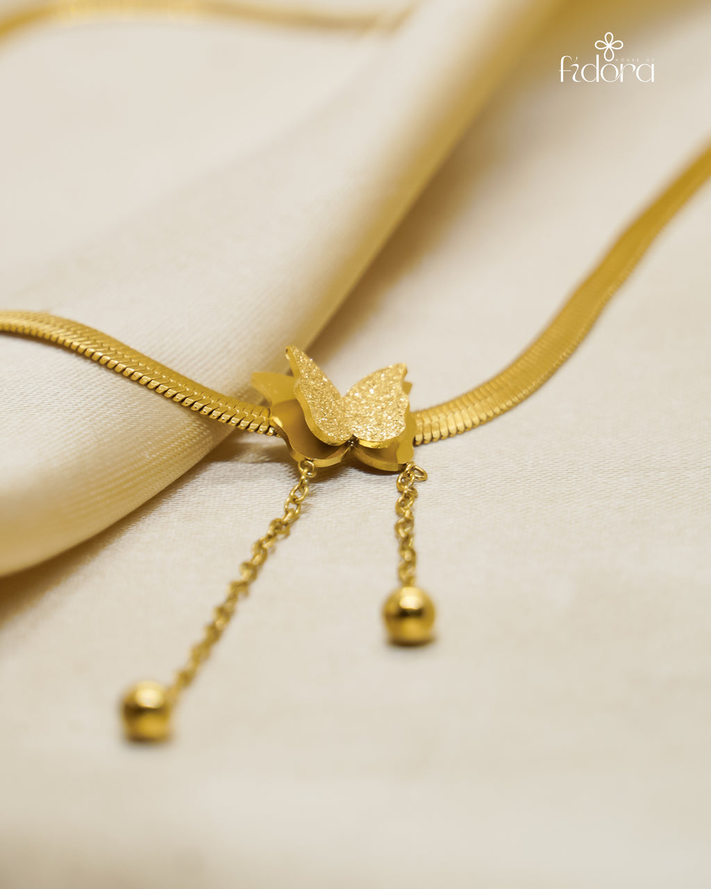 Anti tarnish Snake Chain with butterfly pendant